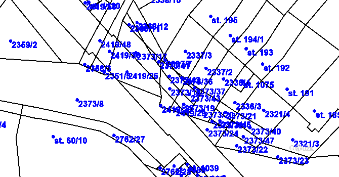 Parcela st. 2373/18 v KÚ Kounické Předměstí, Katastrální mapa