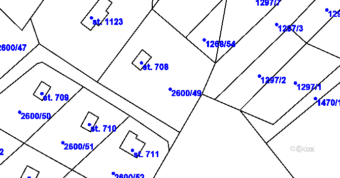 Parcela st. 2600/49 v KÚ Kounické Předměstí, Katastrální mapa