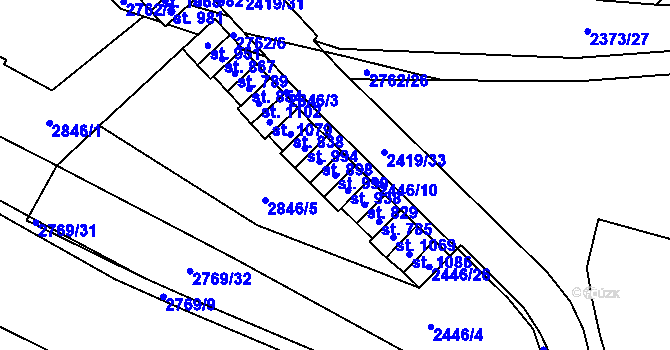 Parcela st. 999 v KÚ Kounické Předměstí, Katastrální mapa