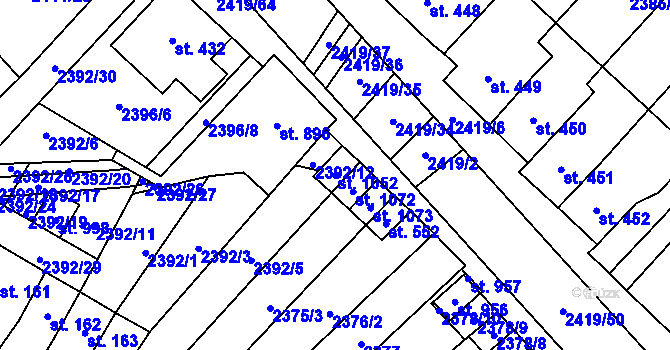 Parcela st. 1052 v KÚ Kounické Předměstí, Katastrální mapa