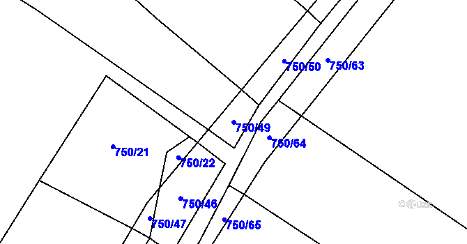 Parcela st. 750/49 v KÚ Kounické Předměstí, Katastrální mapa