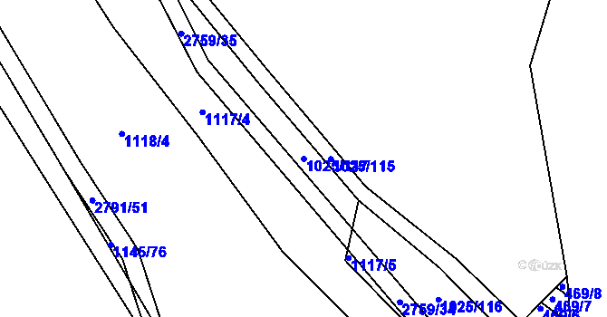 Parcela st. 1025/117 v KÚ Kounické Předměstí, Katastrální mapa