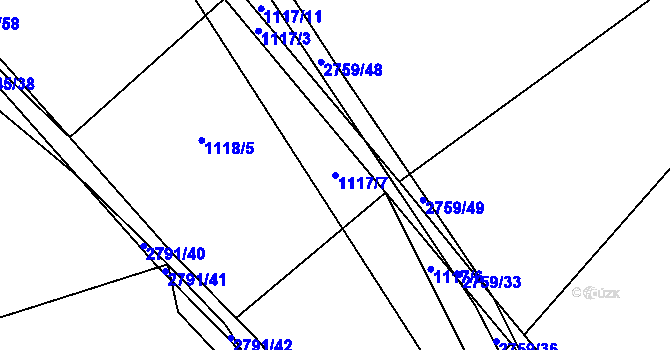 Parcela st. 1117/7 v KÚ Kounické Předměstí, Katastrální mapa