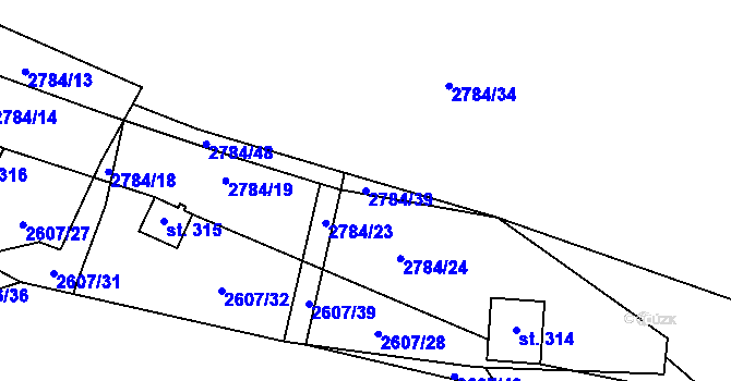 Parcela st. 2784/39 v KÚ Kounické Předměstí, Katastrální mapa
