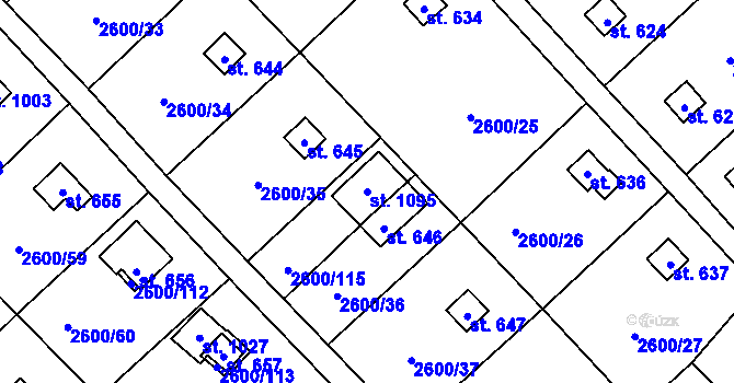 Parcela st. 1095 v KÚ Kounické Předměstí, Katastrální mapa