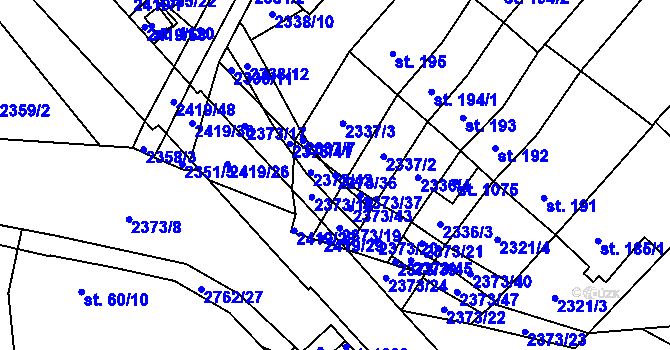 Parcela st. 2373/36 v KÚ Kounické Předměstí, Katastrální mapa