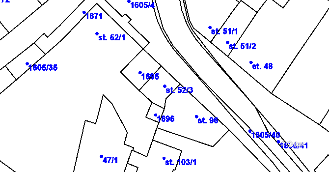 Parcela st. 52/3 v KÚ Němčice u Ivančic, Katastrální mapa