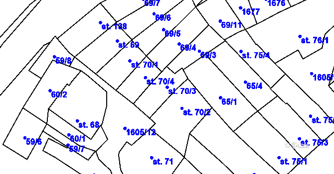 Parcela st. 70/3 v KÚ Němčice u Ivančic, Katastrální mapa