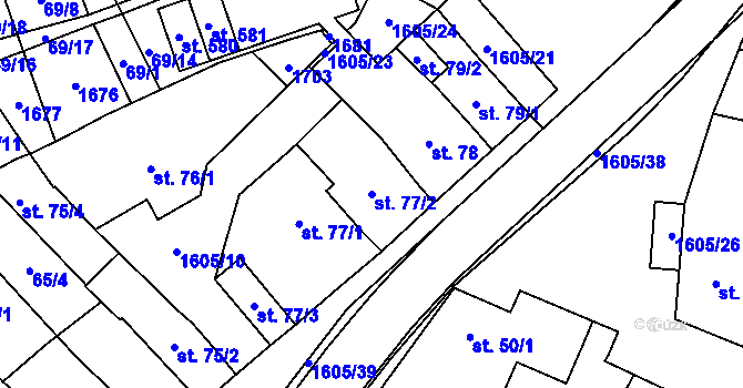 Parcela st. 77/2 v KÚ Němčice u Ivančic, Katastrální mapa