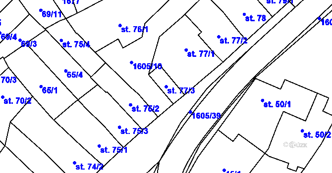 Parcela st. 77/3 v KÚ Němčice u Ivančic, Katastrální mapa