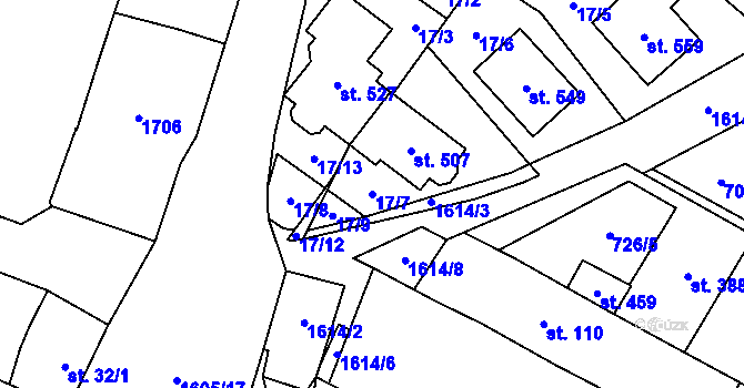 Parcela st. 17/7 v KÚ Němčice u Ivančic, Katastrální mapa