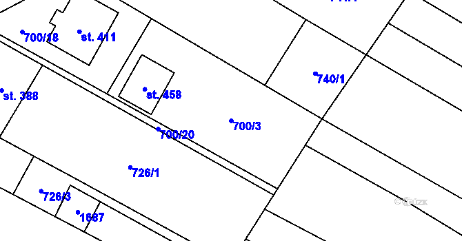 Parcela st. 700/3 v KÚ Němčice u Ivančic, Katastrální mapa