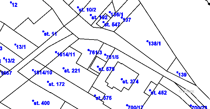 Parcela st. 761/5 v KÚ Němčice u Ivančic, Katastrální mapa