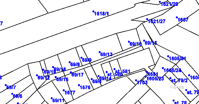 Parcela st. 69/13 v KÚ Němčice u Ivančic, Katastrální mapa