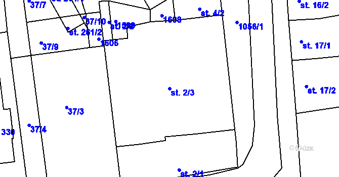 Parcela st. 2/3 v KÚ Alexovice, Katastrální mapa