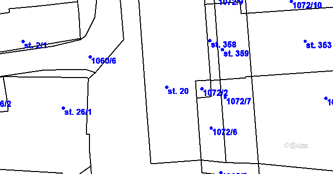 Parcela st. 20 v KÚ Alexovice, Katastrální mapa