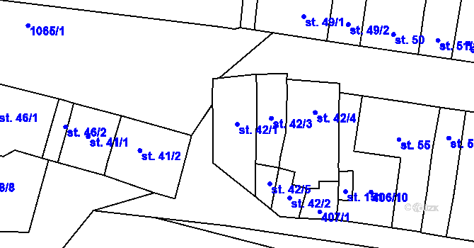 Parcela st. 42/1 v KÚ Alexovice, Katastrální mapa