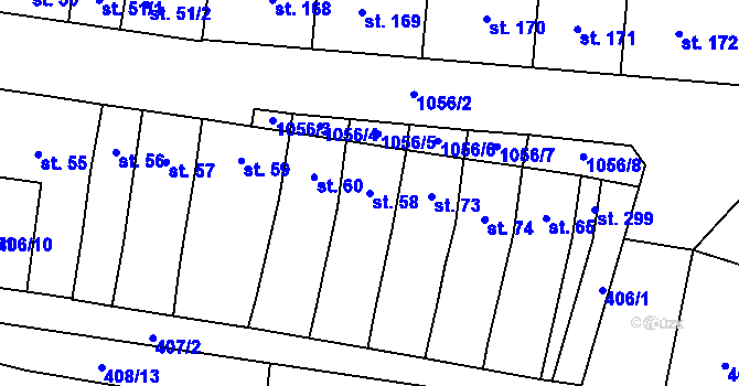 Parcela st. 58 v KÚ Alexovice, Katastrální mapa