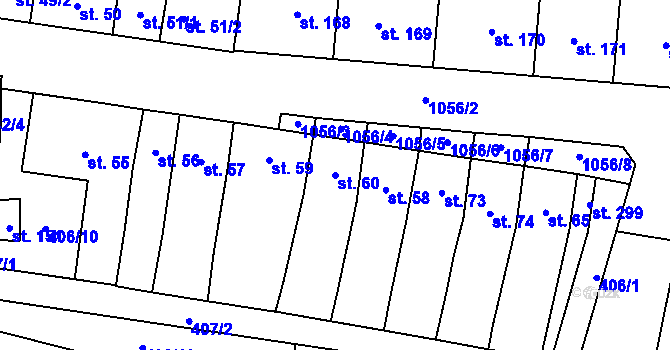 Parcela st. 60 v KÚ Alexovice, Katastrální mapa