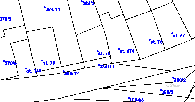 Parcela st. 75 v KÚ Alexovice, Katastrální mapa