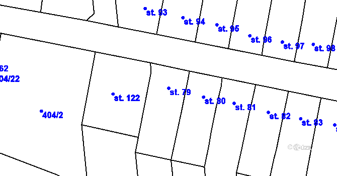 Parcela st. 79 v KÚ Alexovice, Katastrální mapa