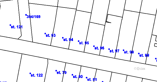 Parcela st. 95 v KÚ Alexovice, Katastrální mapa