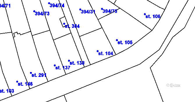 Parcela st. 104 v KÚ Alexovice, Katastrální mapa