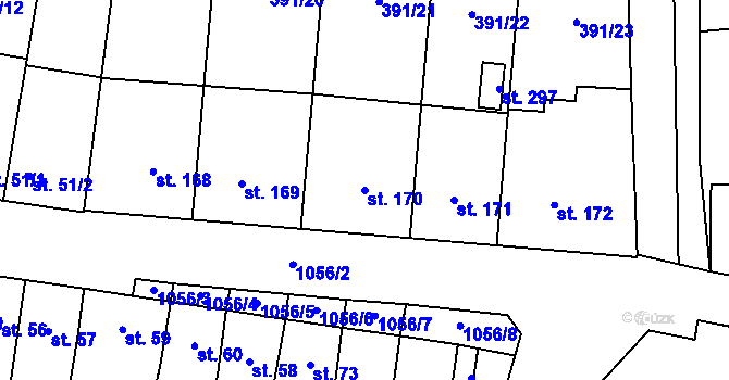 Parcela st. 170 v KÚ Alexovice, Katastrální mapa