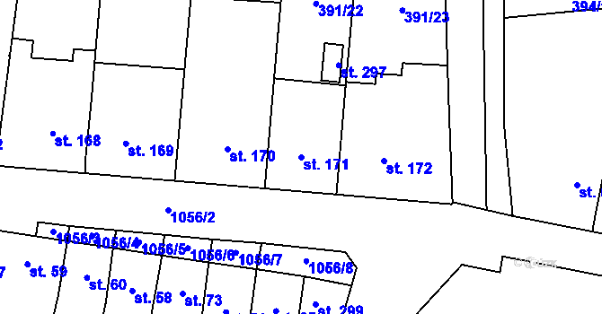 Parcela st. 171 v KÚ Alexovice, Katastrální mapa