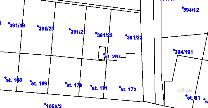Parcela st. 297 v KÚ Alexovice, Katastrální mapa