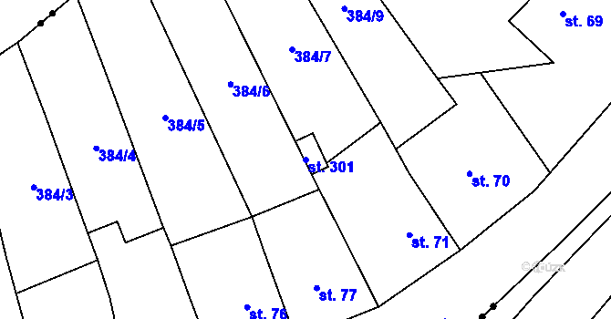 Parcela st. 301 v KÚ Alexovice, Katastrální mapa