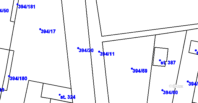 Parcela st. 394/11 v KÚ Alexovice, Katastrální mapa