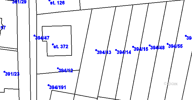 Parcela st. 394/13 v KÚ Alexovice, Katastrální mapa