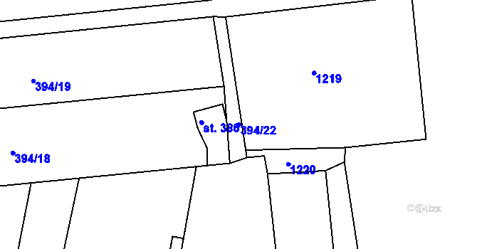 Parcela st. 394/22 v KÚ Alexovice, Katastrální mapa