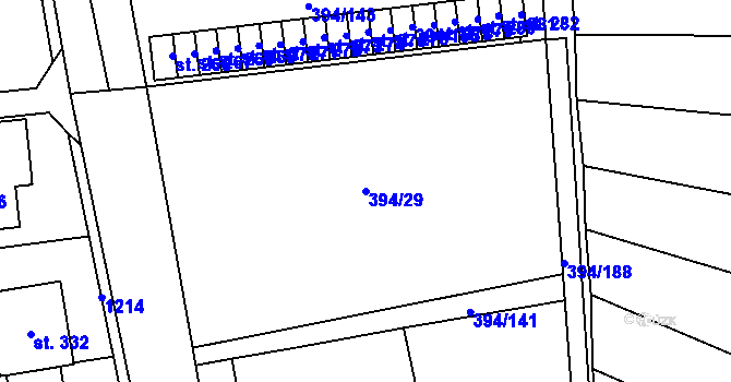 Parcela st. 394/29 v KÚ Alexovice, Katastrální mapa