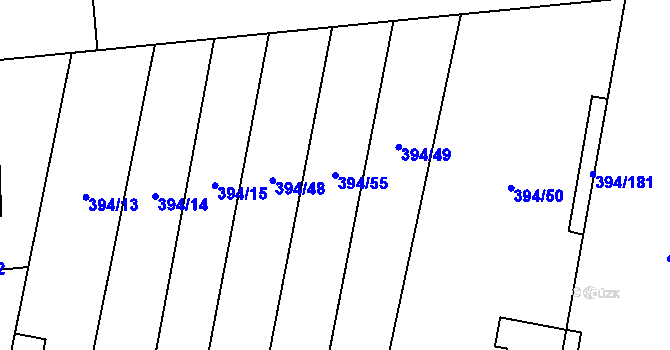 Parcela st. 394/55 v KÚ Alexovice, Katastrální mapa