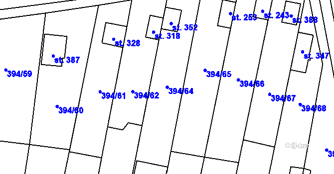 Parcela st. 394/64 v KÚ Alexovice, Katastrální mapa