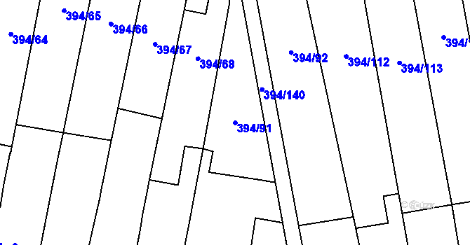 Parcela st. 394/91 v KÚ Alexovice, Katastrální mapa