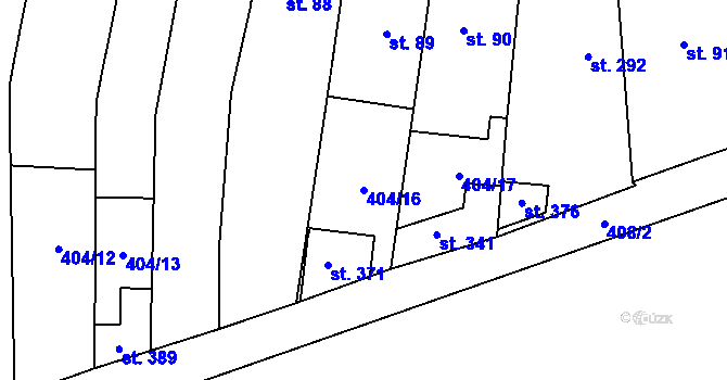 Parcela st. 404/16 v KÚ Alexovice, Katastrální mapa