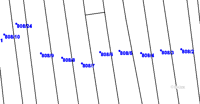 Parcela st. 808/6 v KÚ Alexovice, Katastrální mapa