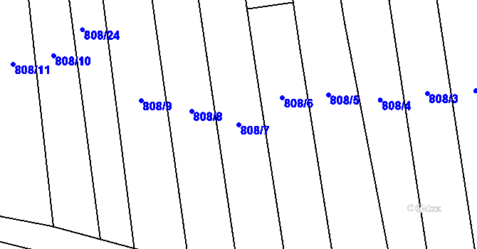 Parcela st. 808/7 v KÚ Alexovice, Katastrální mapa