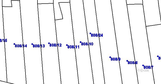 Parcela st. 808/10 v KÚ Alexovice, Katastrální mapa