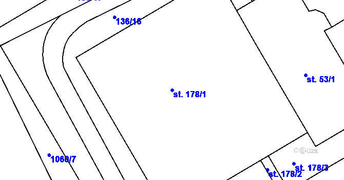 Parcela st. 178/1 v KÚ Alexovice, Katastrální mapa