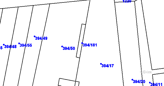 Parcela st. 394/181 v KÚ Alexovice, Katastrální mapa