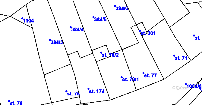 Parcela st. 76/2 v KÚ Alexovice, Katastrální mapa