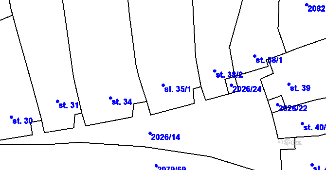 Parcela st. 35/1 v KÚ Letkovice, Katastrální mapa