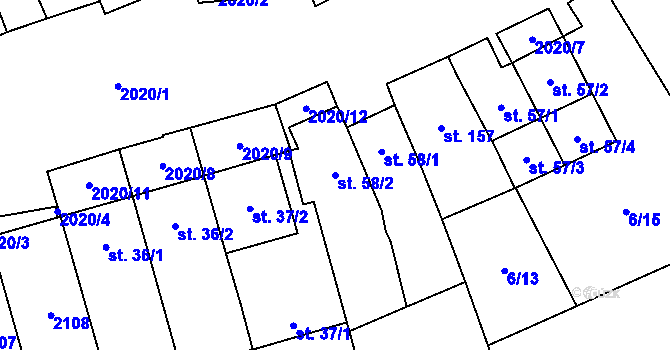 Parcela st. 58/2 v KÚ Letkovice, Katastrální mapa