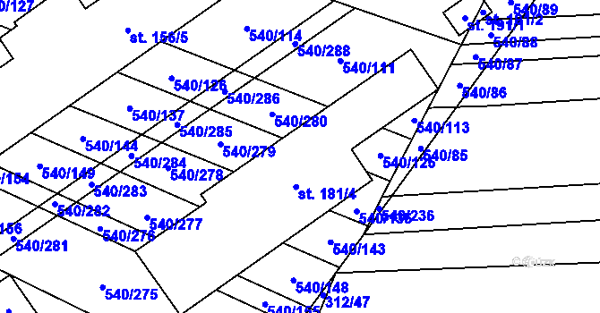 Parcela st. 181 v KÚ Letkovice, Katastrální mapa