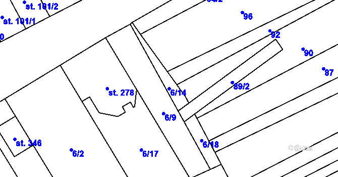 Parcela st. 6/14 v KÚ Letkovice, Katastrální mapa