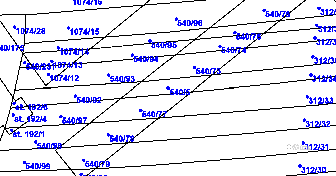 Parcela st. 540/5 v KÚ Letkovice, Katastrální mapa